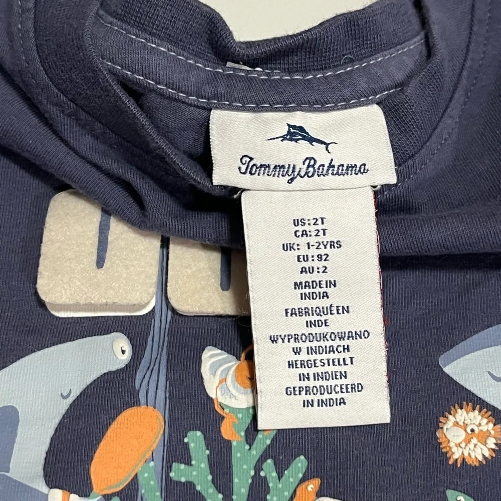 Tommy Bahama 2T Toddler Shark Graphic Shirt & Athletic Shorts Outfit Set